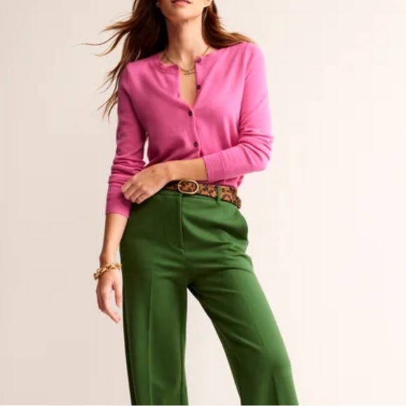 Boden Sweater Eva Cashmere Crew Cardigan in Sangria Sunset (Hot Pink) Sz L EUC - Picture 3 of 13